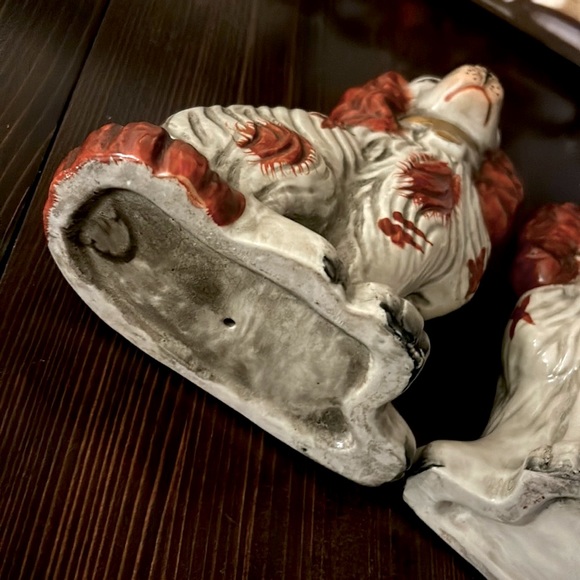 Antique Pair Victorian English Staffordshire Dogs - Picture 17 of 17